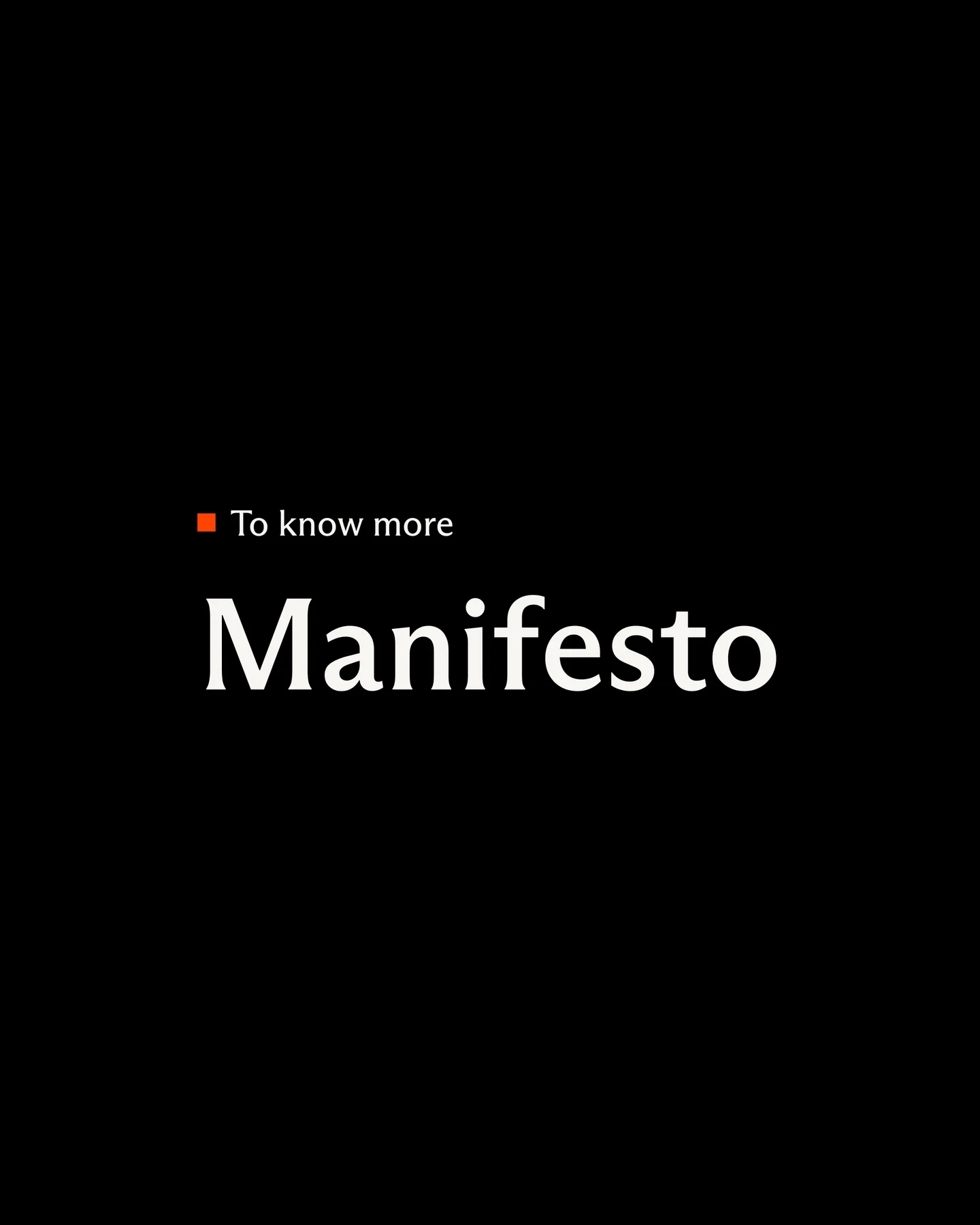 The word Manifesto on a black screen with an orange marker.