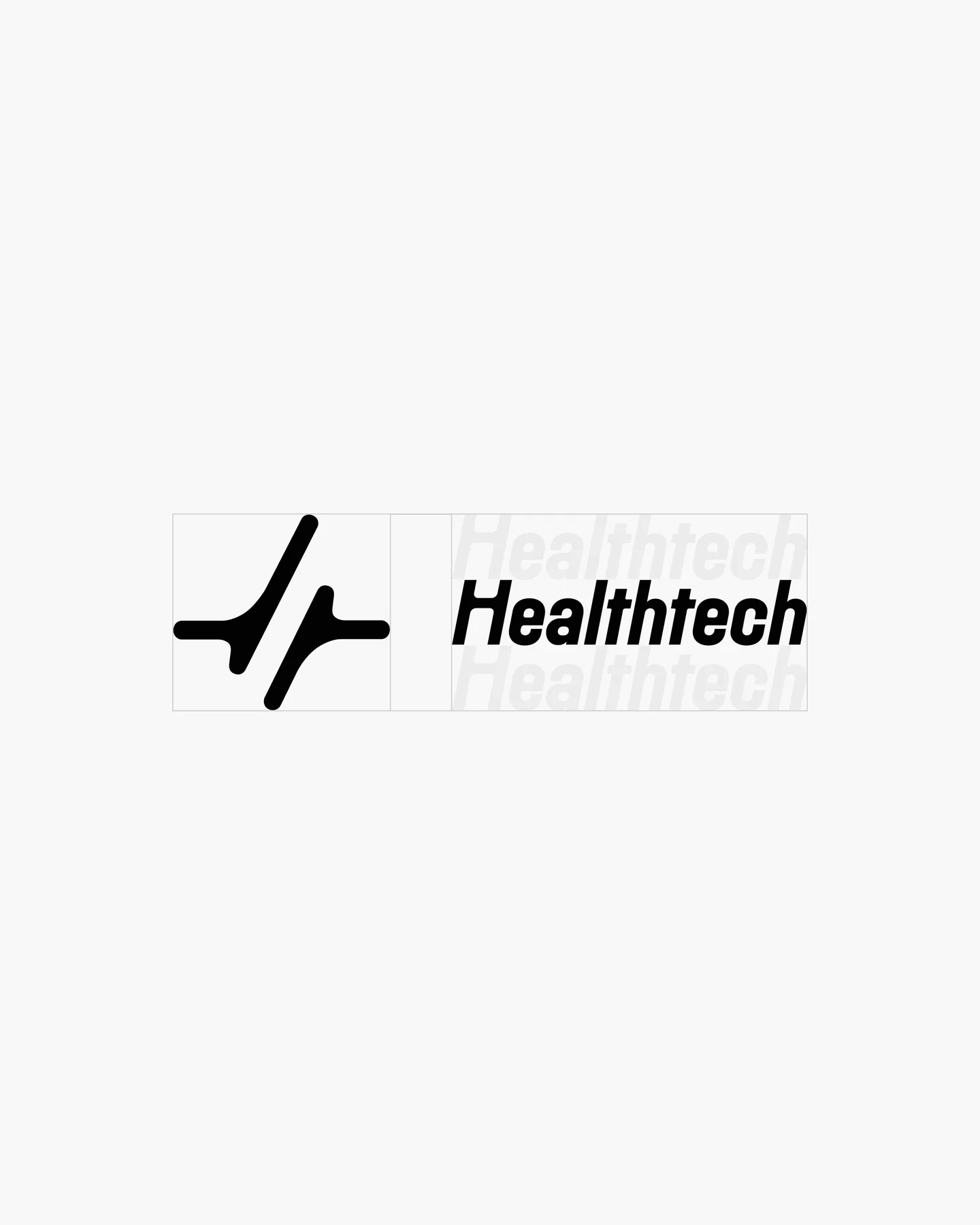 Healthtech app displayed on a phone standing on a rocky surface.