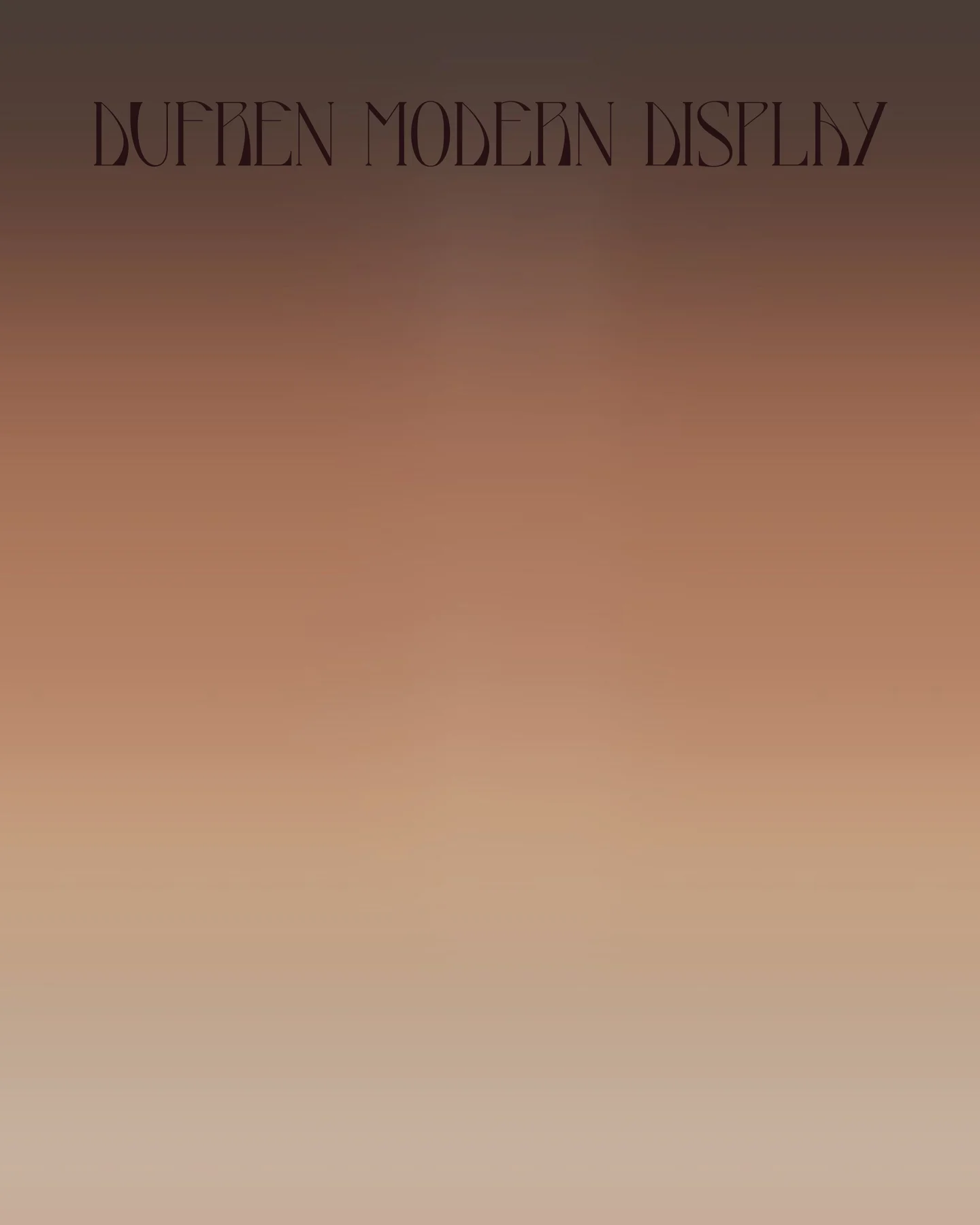 Dufrene Modern Display title over a warm brown gradient.