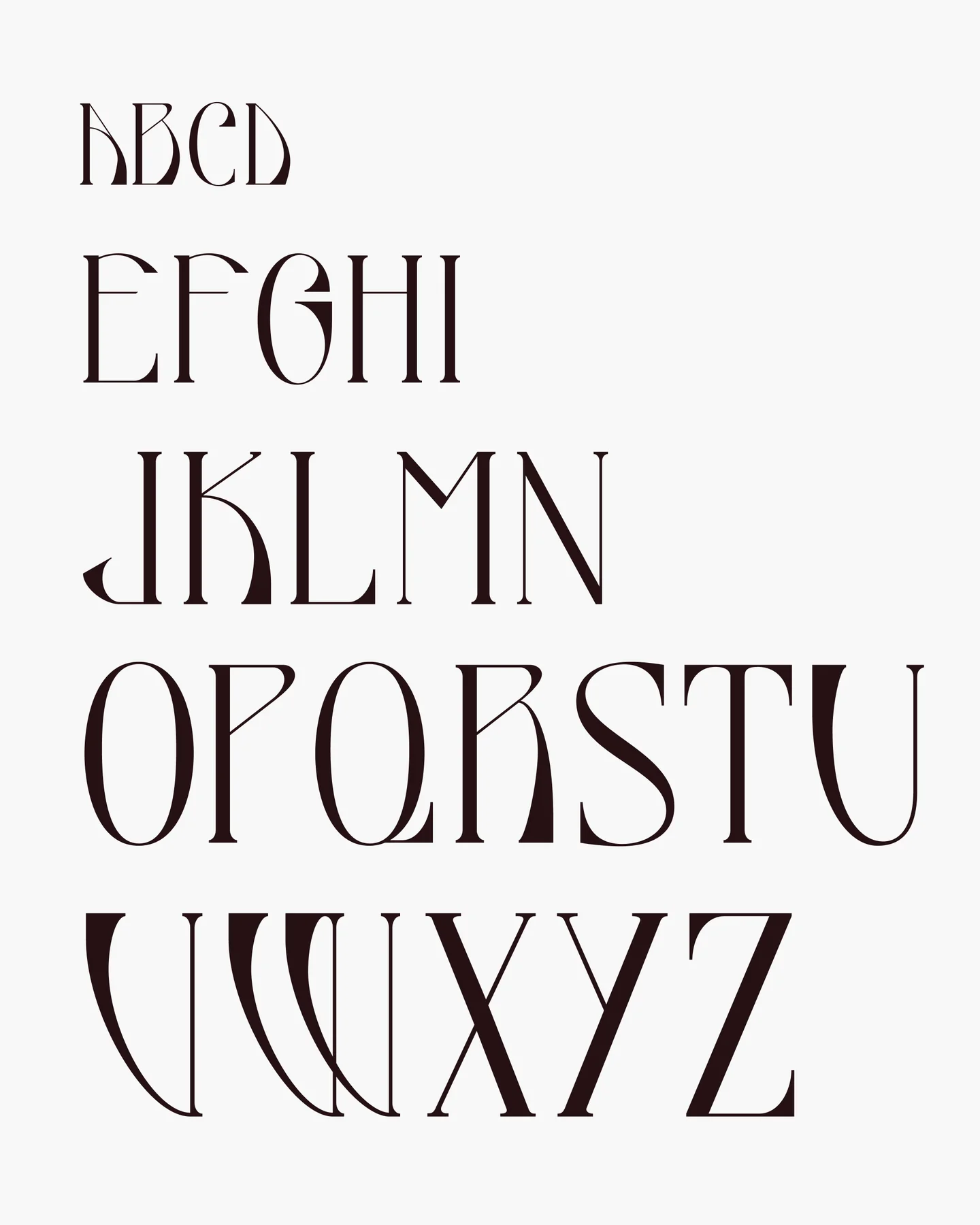 The Dufrene uppercase alphabet displayed as a type specimen.