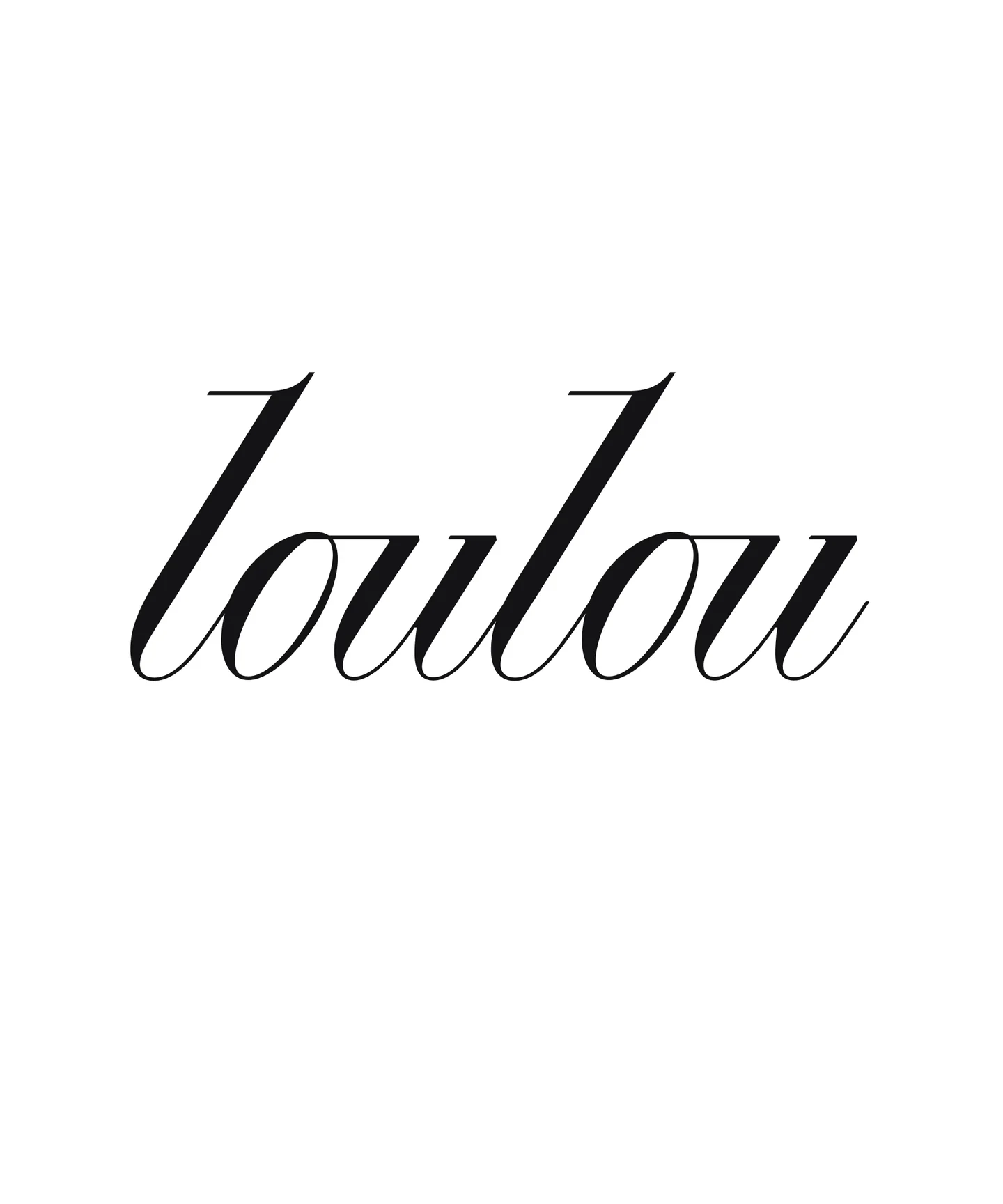 Black italic loulou wordmark on white.