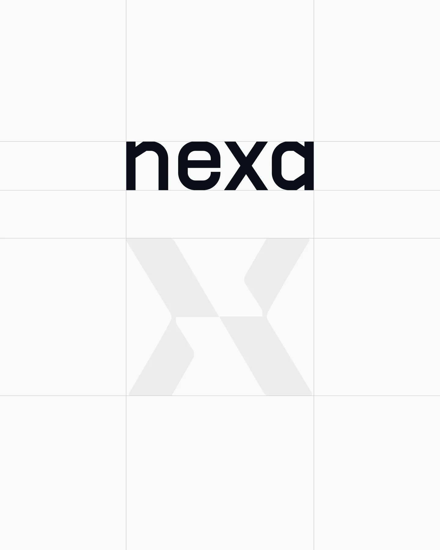 Nexa wordmark and symbol aligned on a construction grid.