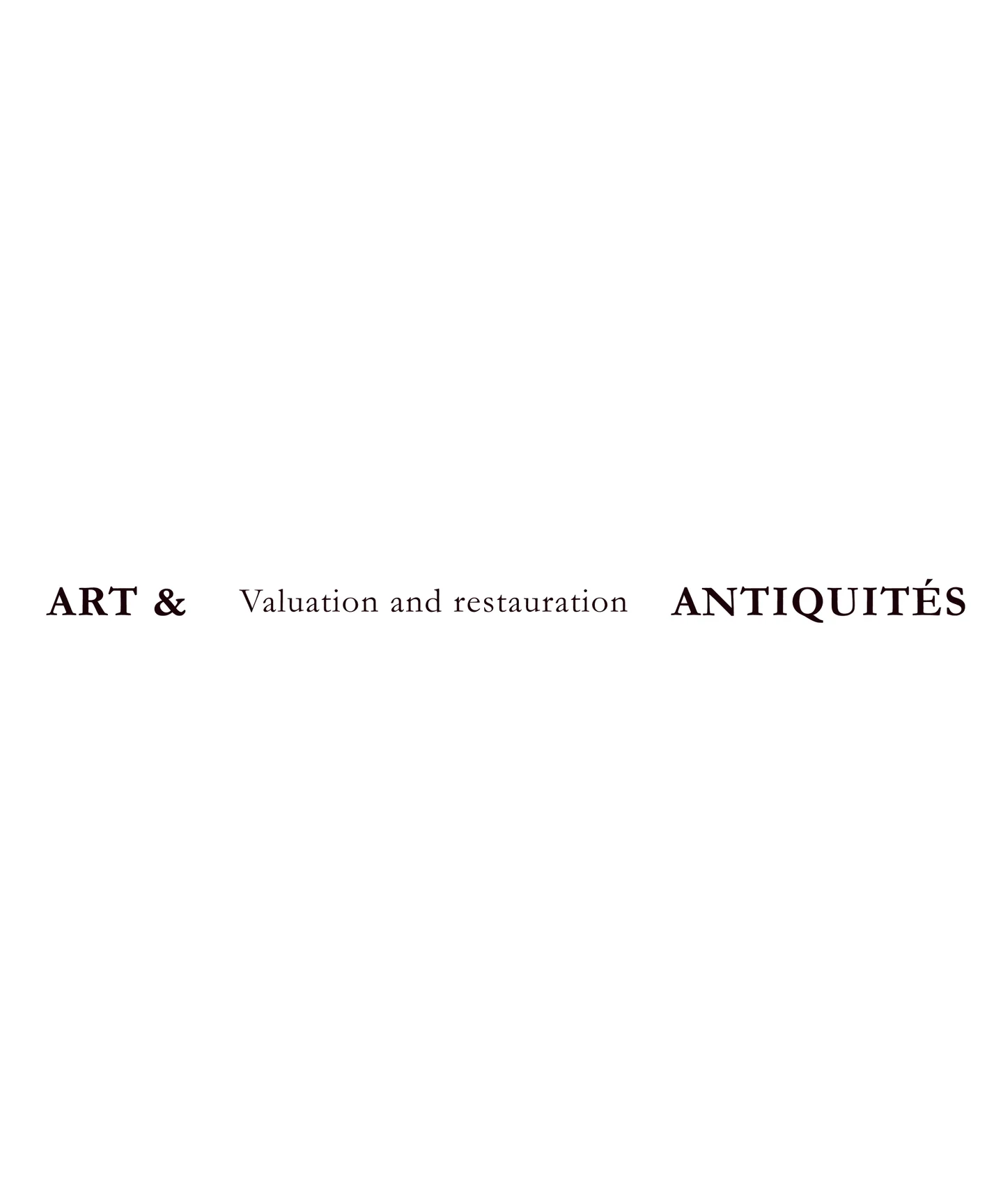 Art & Antiquités wordmark with Valuation and Restoration in a horizontal lockup.