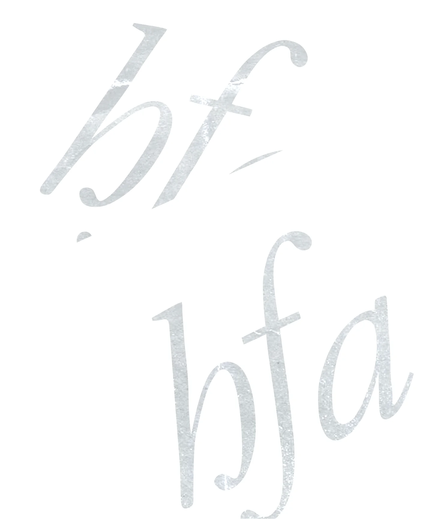Pale textured italic letterforms arranged as a typographic study.