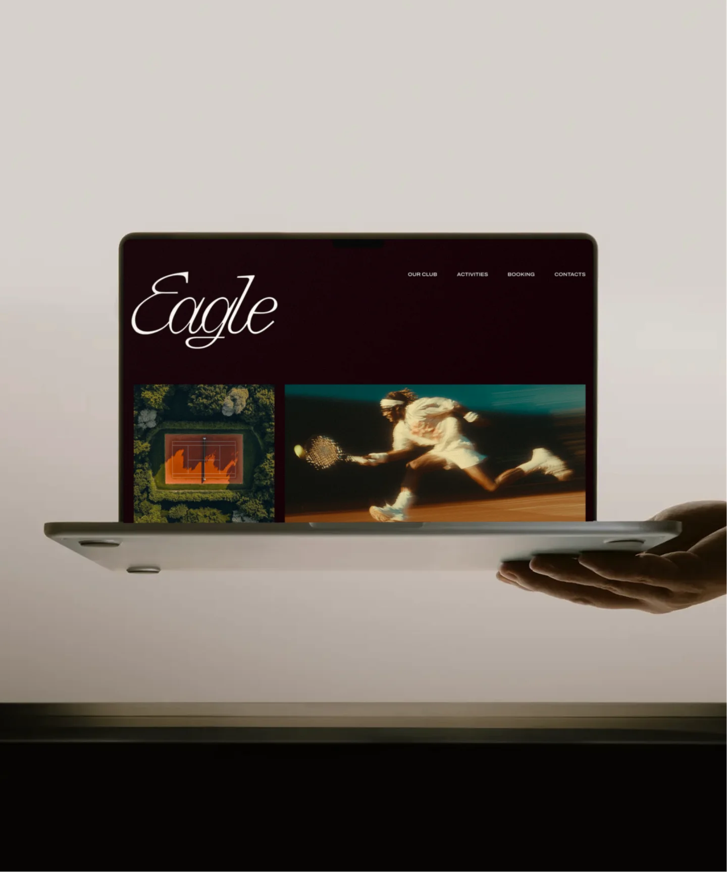 Eagle tennis club website displayed on a laptop.
